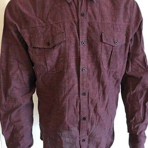 Distillery Apparel Mens Large Button Front Long Sleeve Maroon Twill Casual Shirt